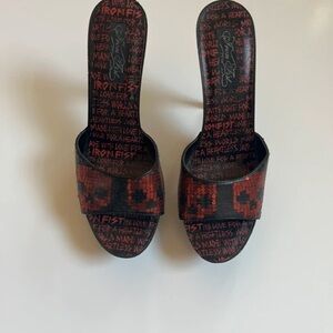 Iron Fist Black and Red Graphic Mules